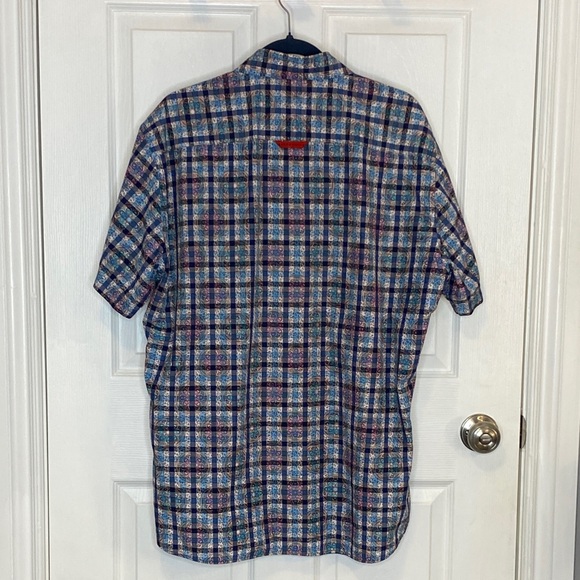 7 Downie St London Couture 2X XXL Blue Plaid Short Sleeve Shirt - Picture 5 of 15